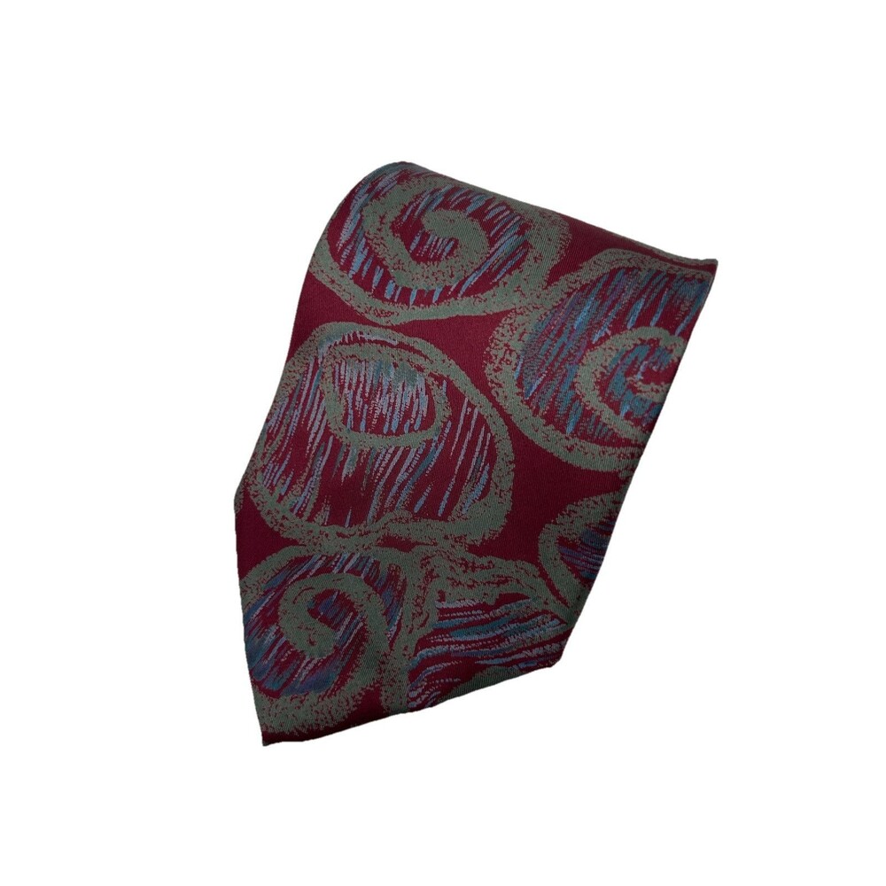 Alta Moda Cervino‎  Burgandy Abstract Pattern Silk Necktie Made in Italy 55.75"